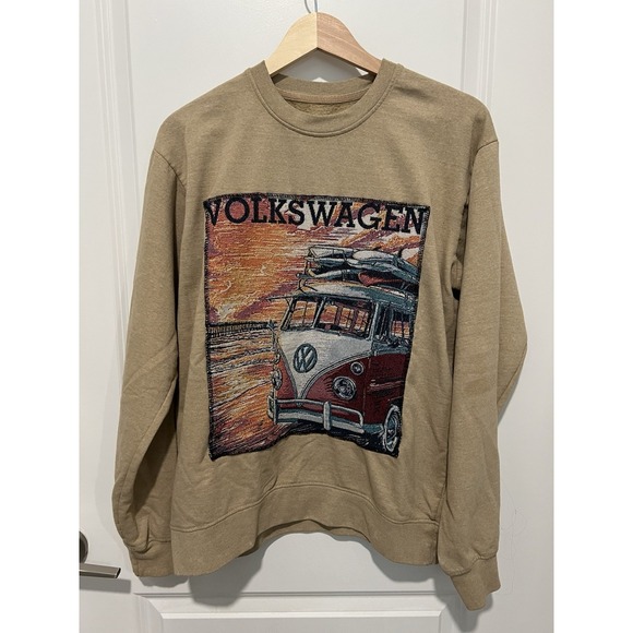 Volkswagen Officially Licensed Sweatshirt Taupe Medium Crewneck Woven